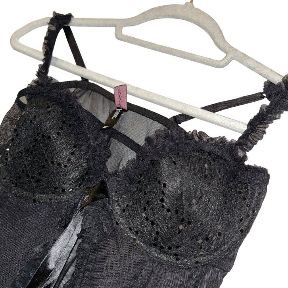 Victoria's Secret Sexy Little Things black lace trim teddy slip 36C
